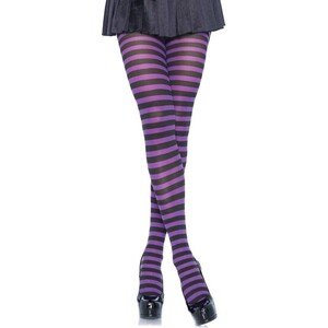 Leg Avenue Pantys a Rayas Negras Y Moradas