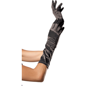 Leg Avenue Guantes Satinados DE Color Negro