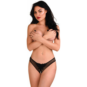 Daring Indra Crotchless Beaded Thong-negro