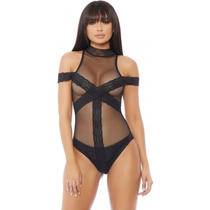 Breakdown Teddy Body Negro Con Transparencias