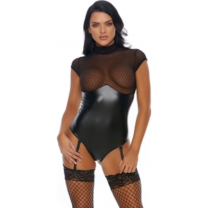 Sultry Vixen Teddy with Garter Straps Negro