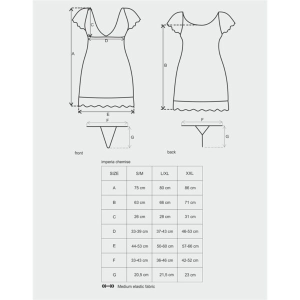 Imperia Chemise Y Tanga Color Negro S/M - Imagen 2