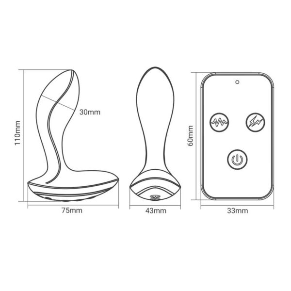 Masajeador Prostático Con Electro Shock Y Vibración Con Control Remoto - Imagen 5