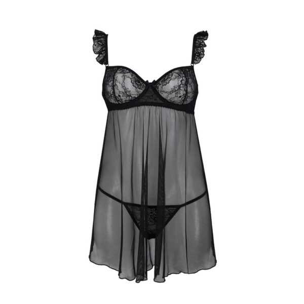 Milagros Chemise Y Tanga Negro S/M - Imagen 3