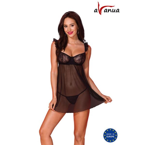 Milagros Chemise Y Tanga Negro S/M