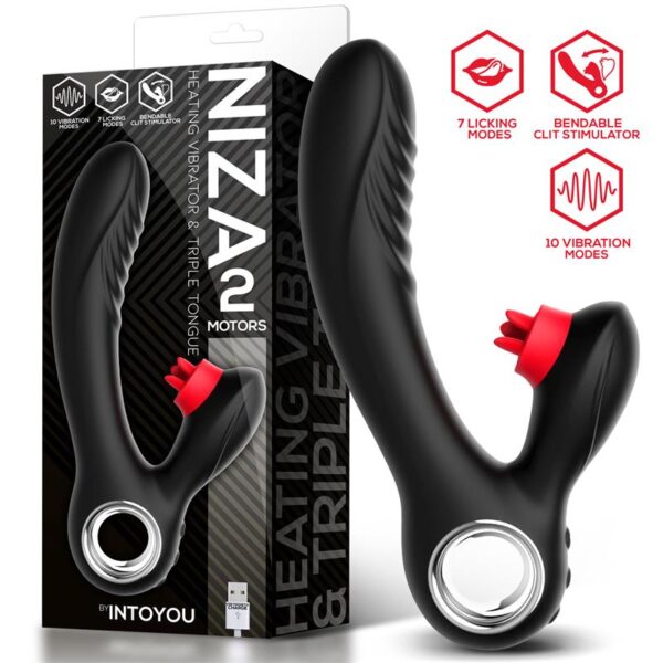 Niza Vibrador Con Calor Y Triple Lengua Estimuladora DE Clítoris