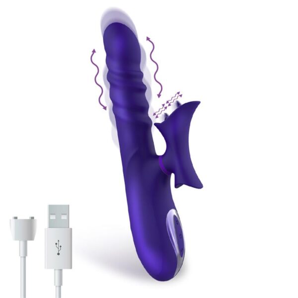 No. Fourteen Vibrador Función Telescópica Ondulante Y Lengua Alta Frecuencia Silicona Líquida Usb - Imagen 5