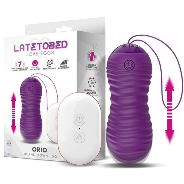 Orio Huevo Vibrador Y Movimiento Telescópico Up and Down Control Remoto Púrpura