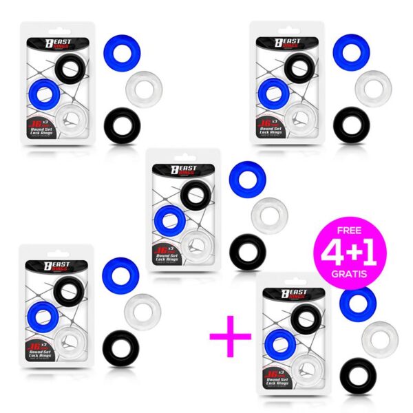 Pack 4+1 Pack 3 Anillos Para El Pene 3 Solores 1.6 Cm