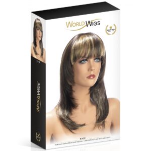 Peluca Kate Larga Morena Con Mechas Rubias