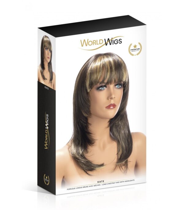 Peluca Kate Larga Morena Con Mechas Rubias