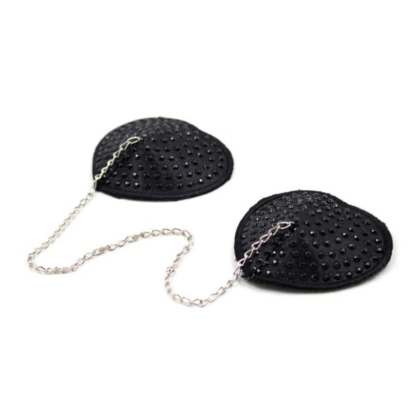 Pezoneras Con Cadena DE Metal Negro - Imagen 2