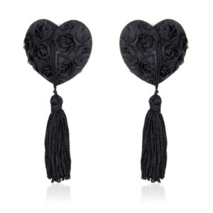 Pezoneras Con Encaje Y Patrón Floral Negro