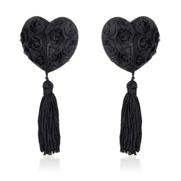 Pezoneras Con Encaje Y Patrón Floral Negro