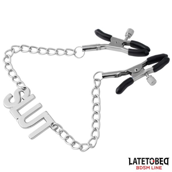 Pinzas Para Pezones Con Cadena – Slut - Imagen 3