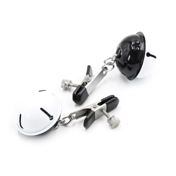 Pinzas Para Pezones Con Cascabeles Blanco/negro - Imagen 2