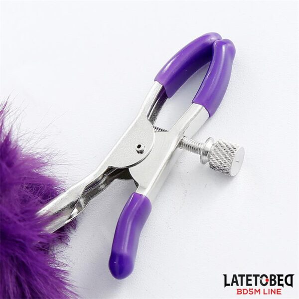Pinzas Para Pezones Con Pelo Púrpura - Imagen 4
