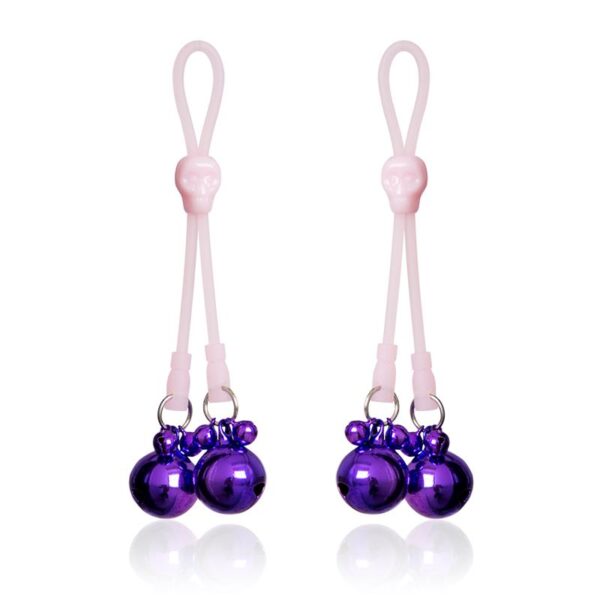 Pinzas Pezones Calaberas Y Cascabeles Silicona Y Metal Rosa/púrpura