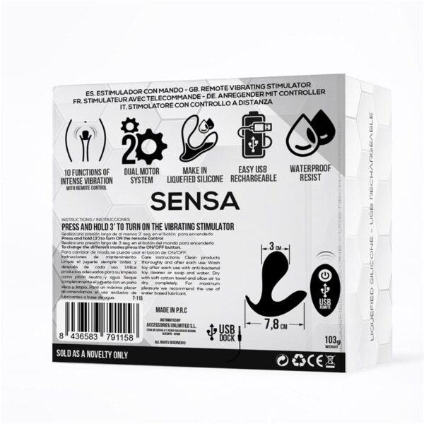 Sensa Estimulador Control Remoto Usb Silicona Líquida Negro - Imagen 3