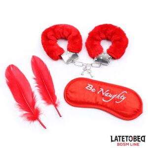 Set DE 3 Piezas Antifaz. Plumas Y Esposas