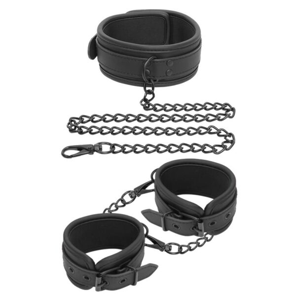 Set DE Collar Y Esposas Para Muñecas Cuero Vegano - Imagen 2