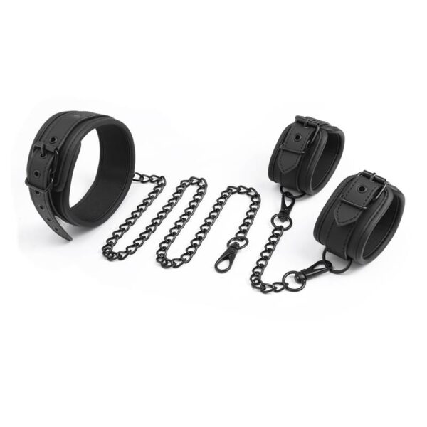 Set DE Collar Y Esposas Para Muñecas Cuero Vegano - Imagen 3