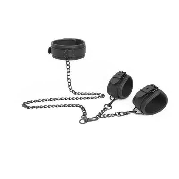 Set DE Collar Y Esposas Para Muñecas Cuero Vegano - Imagen 4