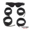 Set DE Resticciones 3 Piezas Antifaz. Esposas Muñecas Y Tobillos Ajustables
