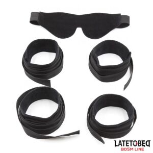 Set DE Resticciones 3 Piezas Antifaz. Esposas Muñecas Y Tobillos Ajustables