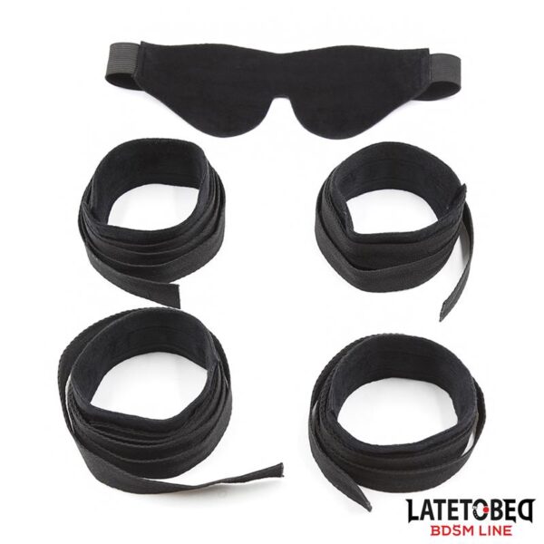 Set DE Resticciones 3 Piezas Antifaz. Esposas Muñecas Y Tobillos Ajustables