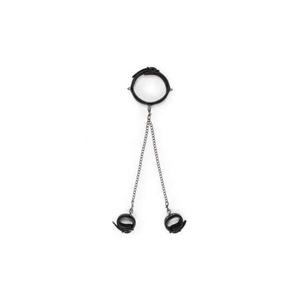 Set Ligaduras Collar Y Esposas Para Tobillos Negro - Imagen 2