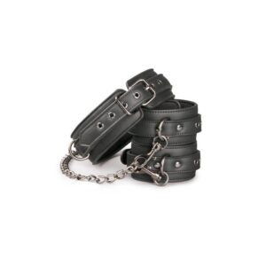 Set Ligaduras Collar Y Esposas Para Tobillos Negro