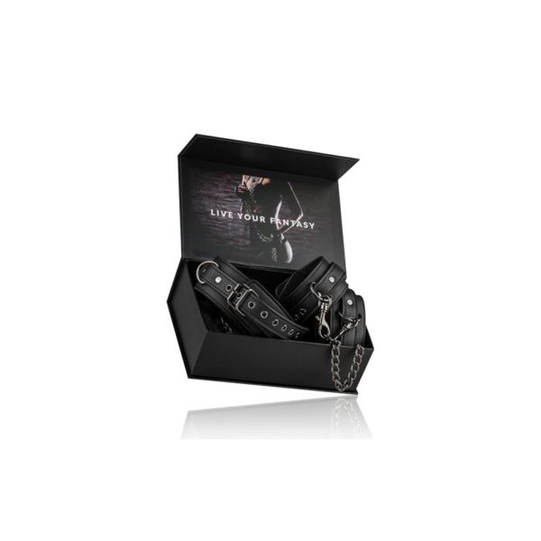 Set Ligaduras Collar Y Esposas Para Tobillos Negro - Imagen 6