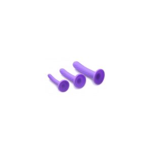Set X 3 Dildos Silicona Lila Tri-play Para Arnés