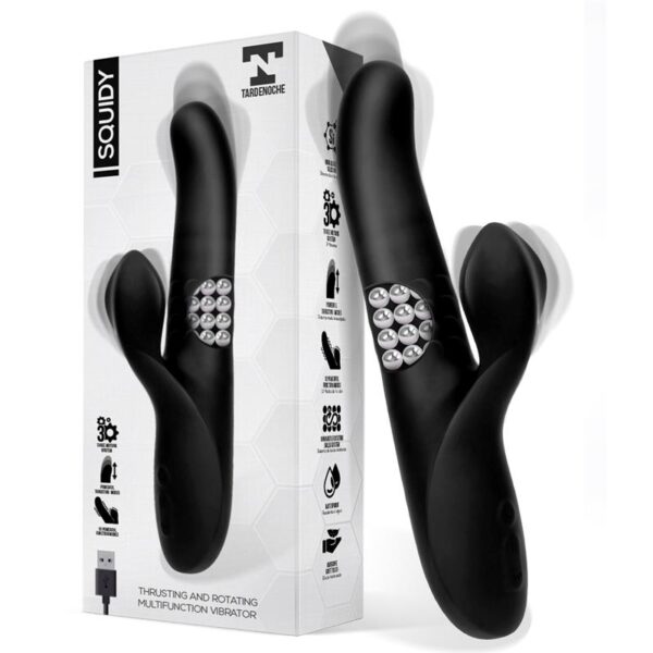 Squidy Vibrador Función DE Movimiento Up and Down Y Bolas Rotadoras Usb Silicona