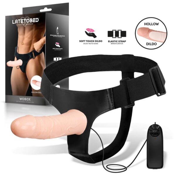Wobox Arnés Con Dildo Hueco Desmontable. Vibración Y Control Remoto