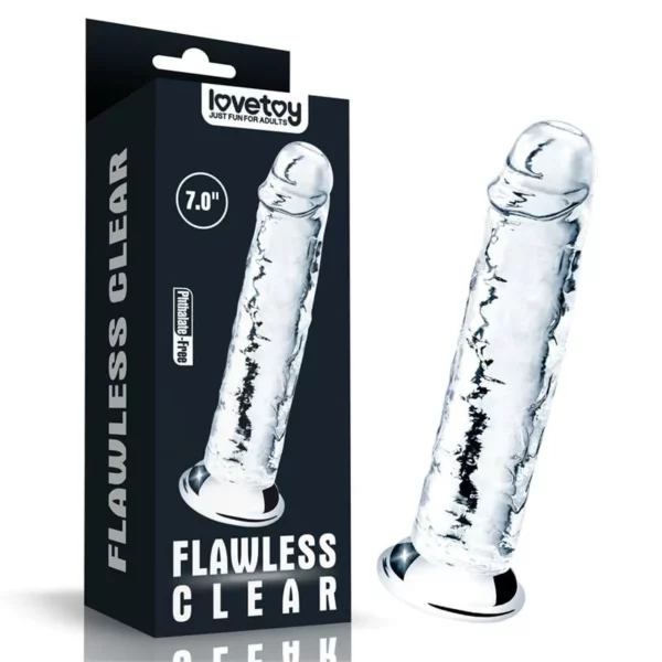 LoveToy Dildo Flawless Clear 7 Transparente – Realista, Flexible y con Ventosa - Imagen 2