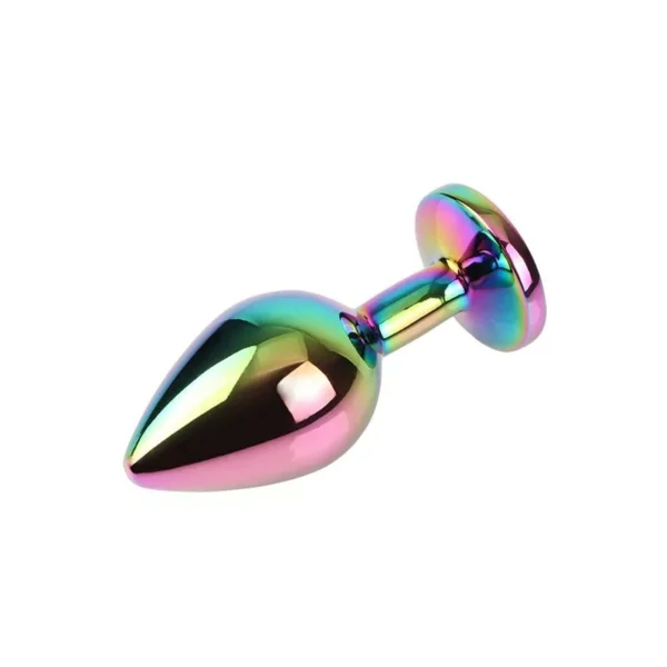 Rainbow Gem Plug Anal Multicolor con Joya – Talla M - Imagen 4