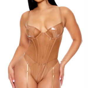 Opposites Attract Mesh and Vinyl Bustier Set