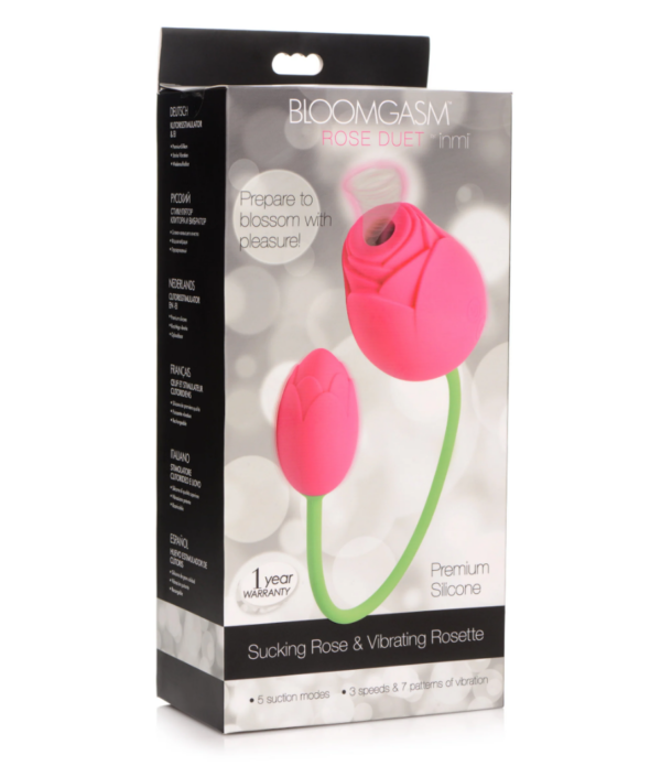 Bloomgasm Rose Dúo de silicona chupa y vibra