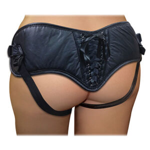 Plus Size Black Pvc Corsette Strap-on