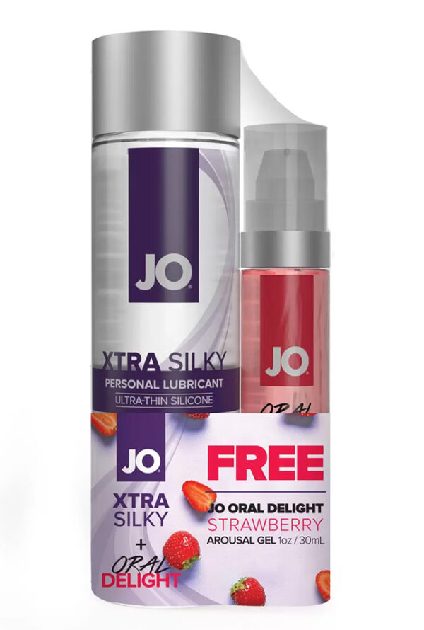 JO Xtra Silky Silicone 4 floz 120 mL Oral Delight - Strawberry 1 floz 30 mL