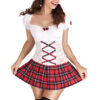 Disfraz estudiante Set Blanco/Rojo TU