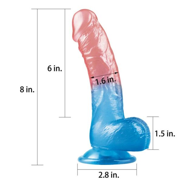 Dildo Dazzle Studs 8 Rosa y Azul - Imagen 2