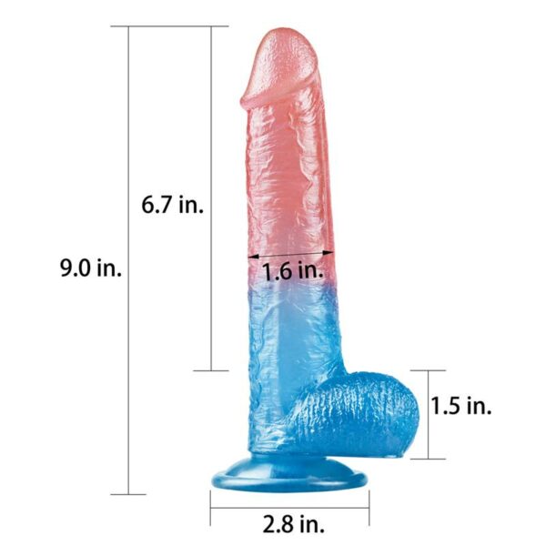 Dildo Dazzle Studsv 9 Rosa y Azul - Imagen 2