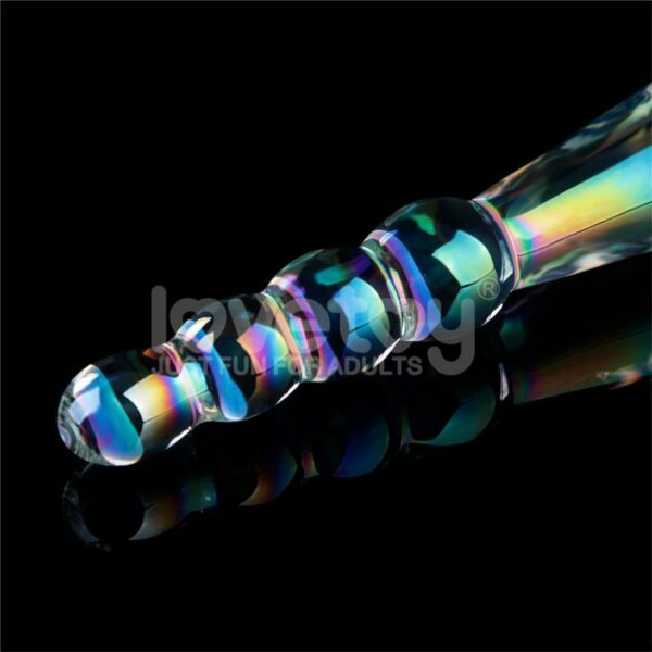 Dildo de Cristal que Brilla en la Oscuridad Twilight Gleam Rising Ripples - Imagen 4