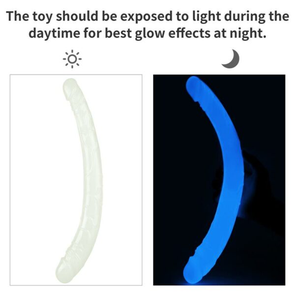 Dildo Doble Lumino 14.5 Luz Azul - Imagen 8