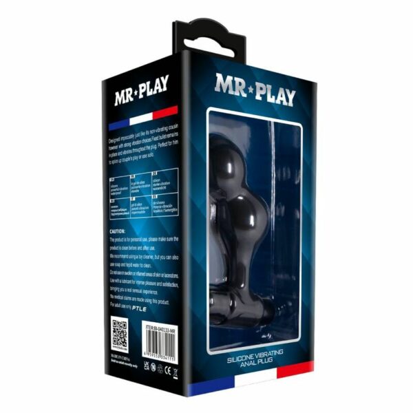 MR PLAY - PLUG ANAL VIBRADOR DE SILICONA NEGRO - Imagen 10