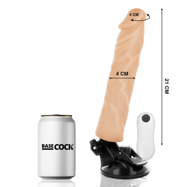 BASECOCK - VIBRADOR REALISTICO CONTROL REMOTO NATURAL 21 CM -O- 4 CM - Imagen 2