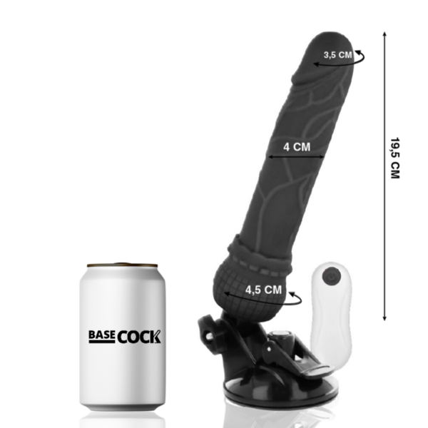 BASECOCK - VIBRADOR REALISTICO CONTROL REMOTO NEGRO 19.5 CM -O- 4 CM - Imagen 2